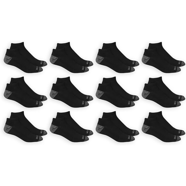 12-Pair Fruit of the Loom Men's Dual Defense Low Cut Socks