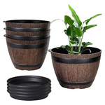 4-Pack 7.6" Plant Pots with Drainage & Saucers
