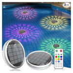 2-Pack Solar Rechargeable Floating RGB Pool Lights With Remote Control