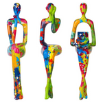 3-Piece Graffiti Thinker Statue Accents Reading Women Sculptures