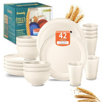42-Piece For 6 Beige Plates And Bowls Sets