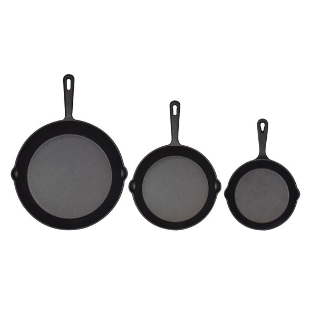 Set of 3 Jim Beam HEA Pre Seasoned Cast Iron Skillets (6", 8" & 10")