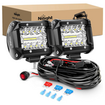 2-Piece Nilight 60W 4" Flood Spot Combo LED Light W/ 12ft Wiring Harness Kit