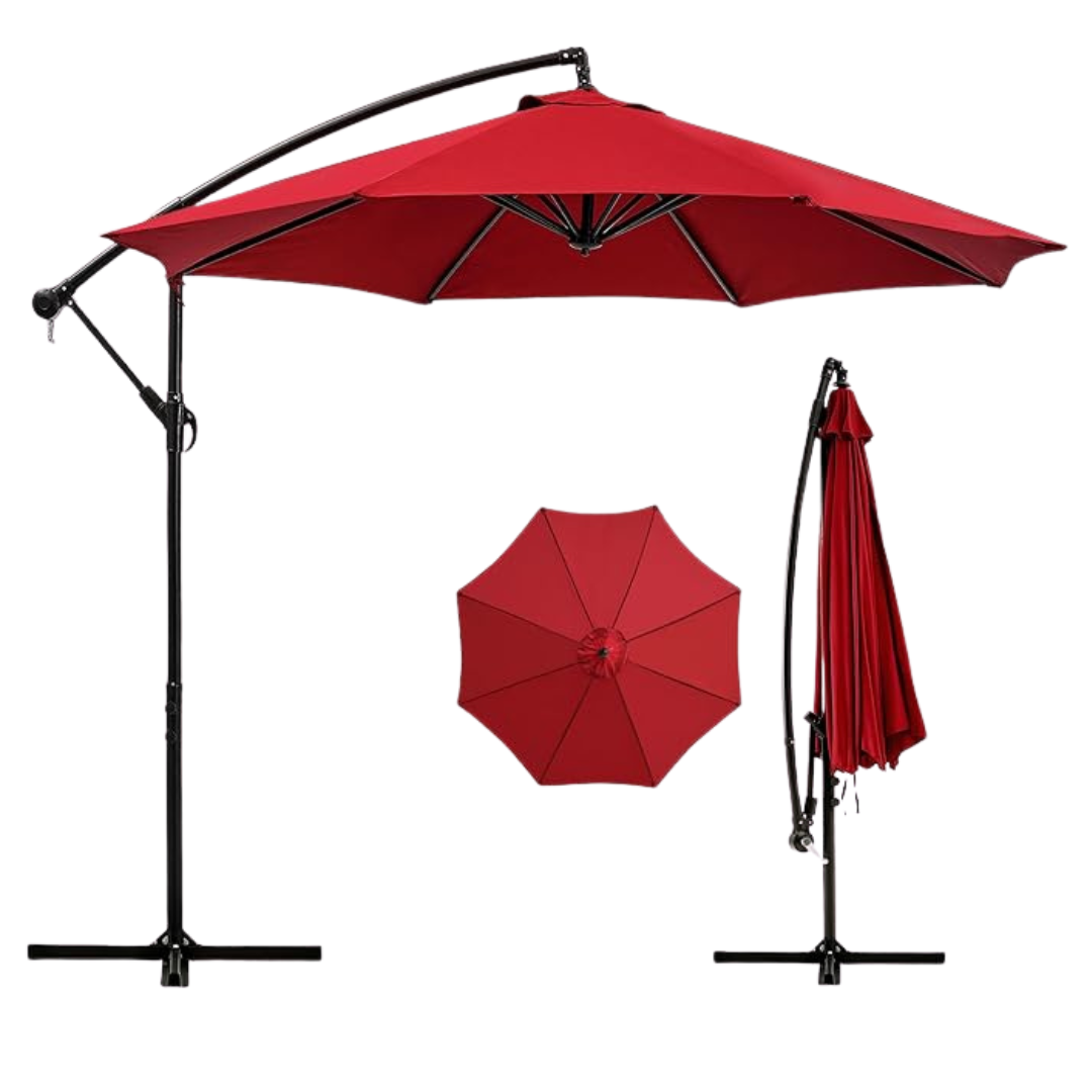 Vecelo 10ft Offset Cantilever Patio Umbrella With 8 Ribs
