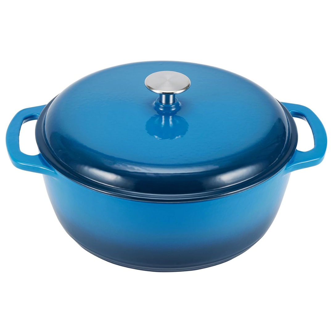 Amazon Basics 6-Quart Heavy-Duty Cast Iron Dutch Oven Pot With Lid (3 Colors)