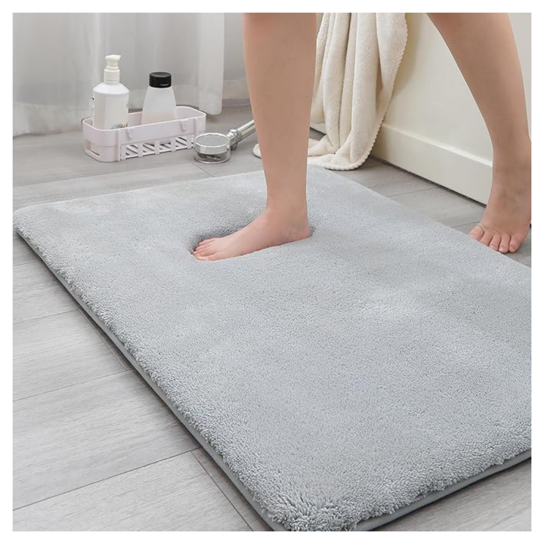 17"x24" Non-Slip Faux Fur Memory Foam Bath Mat