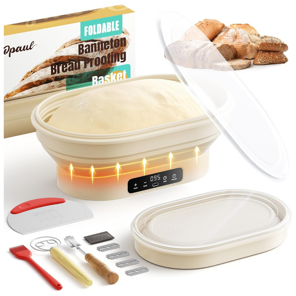 Foldable Heating Oval Sourdough Banneton Bread Proofing Basket