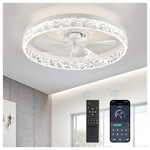 Lediary 20" Modern Flush Mount Bladeless Ceiling Fans With Lights