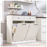 Modern Tilt-out Dual Laundry Hamper Cabinet With 2 Drawers