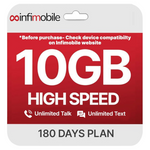 6-Month Infimobile Prepaid Plan SIM (Unlimited Talk / Text + 10GB Data)