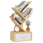 Sheepam 4-Tier Tree Small Book Shelf With Drawer