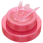 125-Piece Pink Disposable Tableware Set for 25 Guests