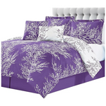 Spirit Linen 6-Piece Queen Reversible Bedding Set (Foliage Purple/Ivory)