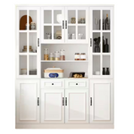 White Wood 63" W Buffet and Hutch Kitchen Cabinet