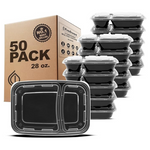 50-Pack Freshware 2-Compartment Meal Prep Containers (28oz)