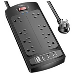 Nuetsa 6ft 8-Outlets Surge Protector Power Strip with 4-USB Ports
