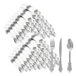 WELLIFE 50 Pack Silver Plastic Cutlery Set With Pre Rolled Napkins