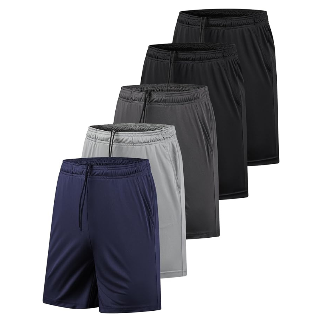 5-Pack Men's Quick Dry Athletic Gym Shorts