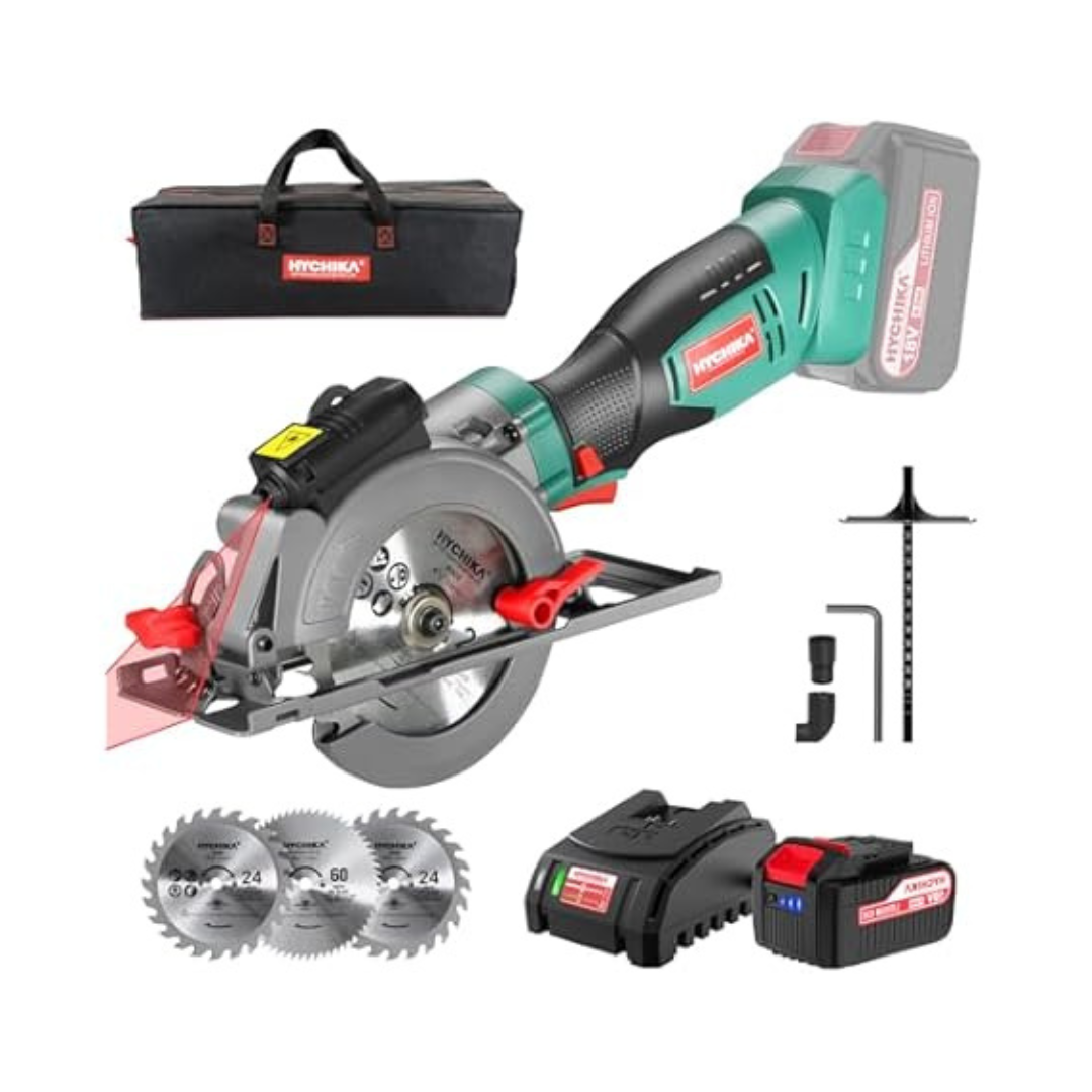 HYCHIKA 18V Mini Cordless Compact Circular Saw W/ 4.0Ah Battery