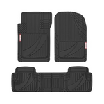 3-Piece Motor Trend FlexTough Advanced Black Rubber Car Floor Mats