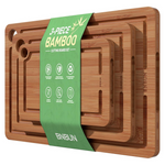 3-Piece Bamboo Cutting Board Set W/ Deep Juice Groove & Built-In Handles