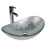 Wade Logan Beyo 13.8'' Tempered Glass Oval Sink With Faucet