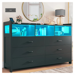 Wrought Studio Jaylianiz 6 - Drawer Dresser W/ LED Lights & Open Storage