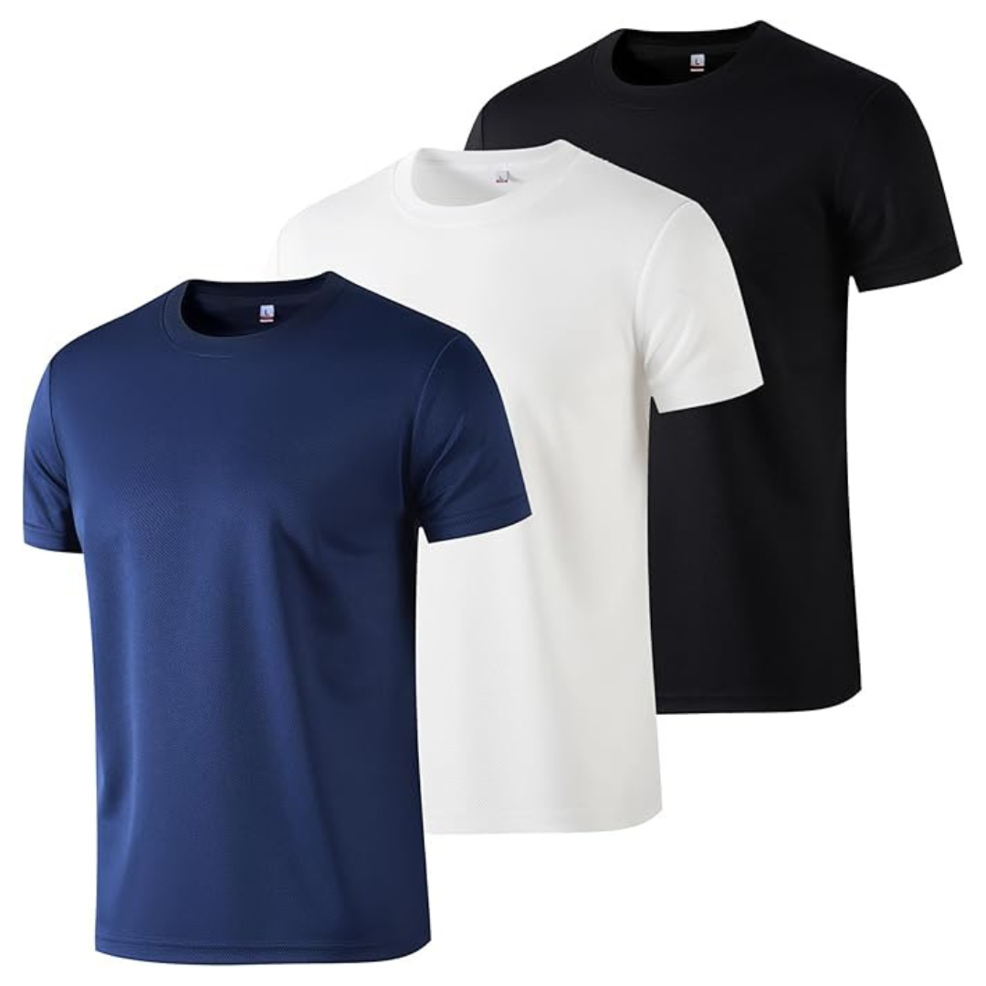 3-Pack Men's Soft Breathable Short Sleeve Workout Shirts
