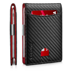 Runbox Men's RFID Blocking Bifold Slim Red Leather Wallet