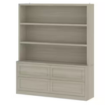 FuFu & GaGa 74.6″ Tall Beige Wood Grain Wood 3-Shelf Accent Bookcase With 4-Drawers