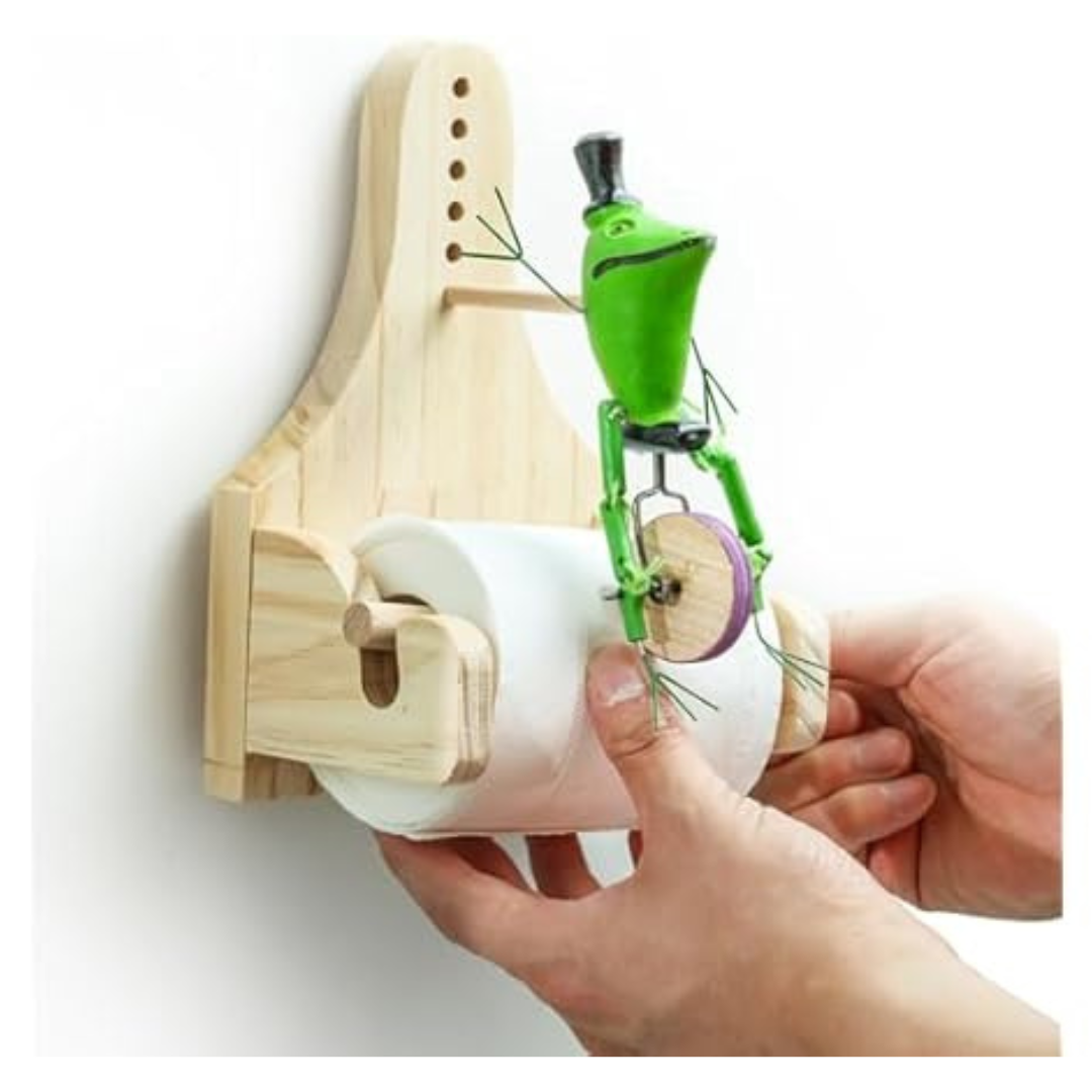 Creative Decorative Frog Riding Bicycle Toilet Paper Holder