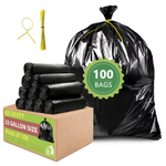 100-Count 33 Gallon High Density Trash Bags With Tying Ropes