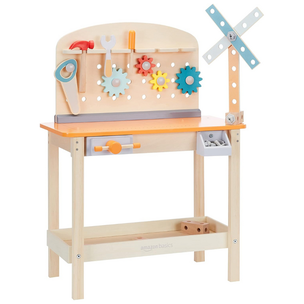 Amazon Basics Wooden Play Toy Tool Set And Workbench