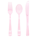 150-Pieces Pink Plastic Silverware Set