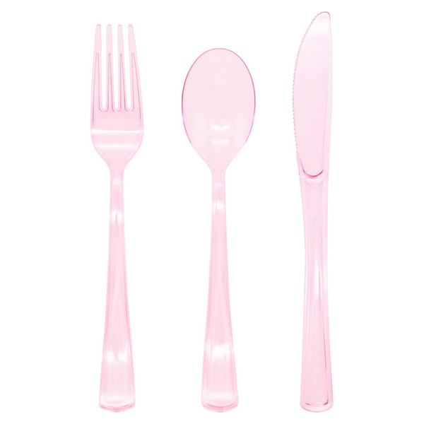 150-Pieces Pink Plastic Silverware Set