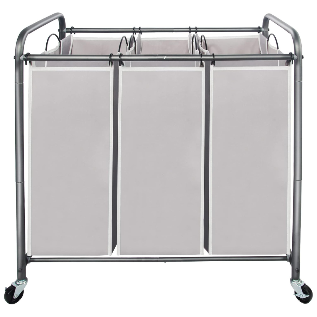 Rolling Laundry Sorter With 3 Sections