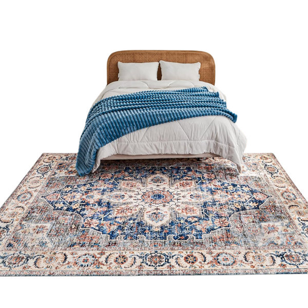 5'x7' Boho No-Slip Low Pile Vintage Oriental Washable Carpet