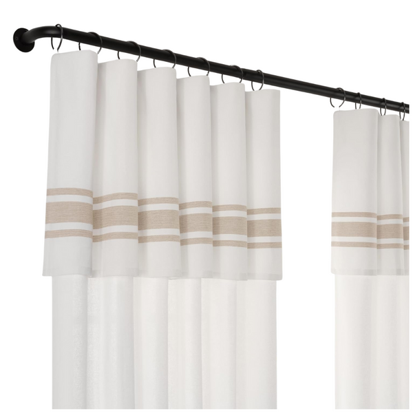 Mercantile 95" x 50" Drop Cloth Stripe Curtain Panel with Valance