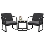 3-Piece Resin Patio Furniture Set with Cushions and Glass Table