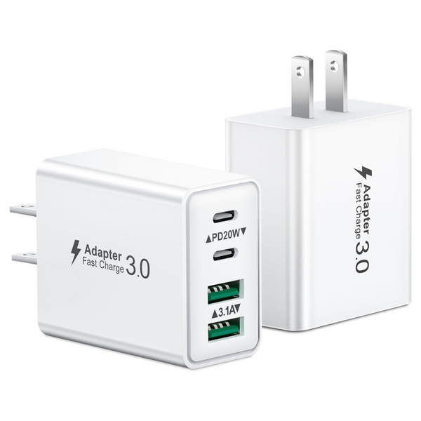 2-Pack 4-Port 40W USB-C Charger Block (2 Colors)