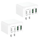 2-Pack 4-Port 40W USB-C Wall Charger Block