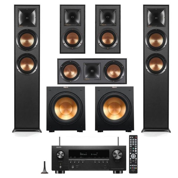Klipsch: 2x R-625FA + 2x R-41M + R-52C + 2x R-12SW + Denon AVR-S970H Receiver