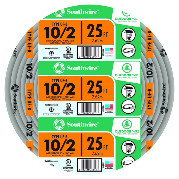50-Feet Southwire 13055922 12/2WG UF Wire (Copper)