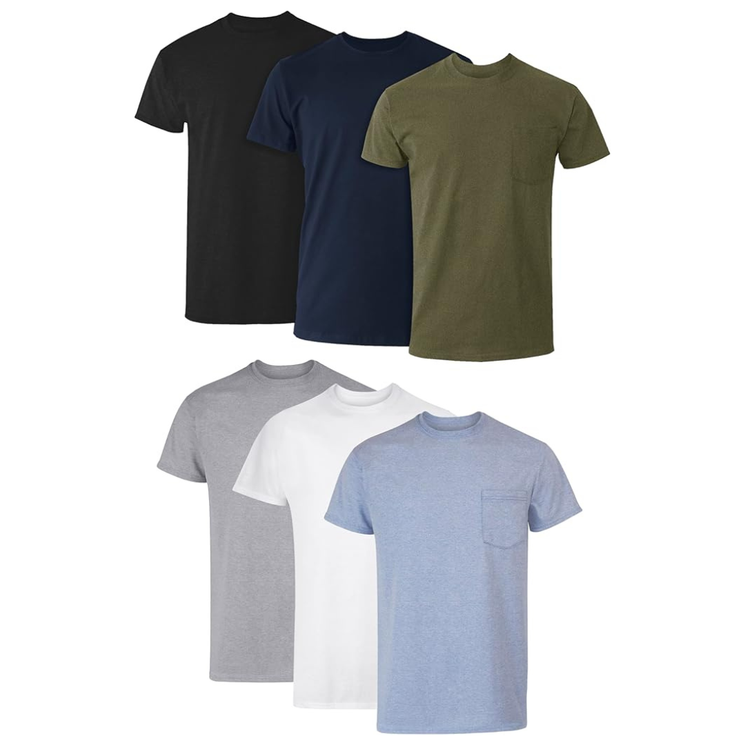 6-Pack Hanes Men's Moisture-Wicking Cotton Crewneck T-Shirt