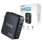 Sharp 140W 3-Port (2 USB-C, 1 USB-A) Compact Charger (2 Colors)
