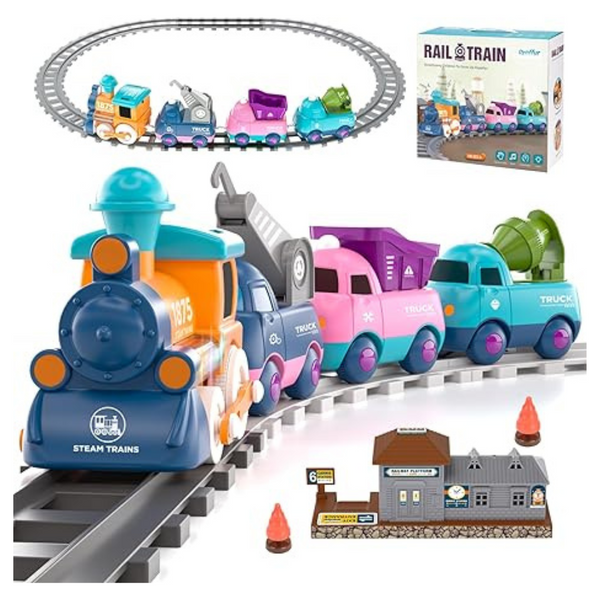 Montessori Toys Toddler Electric Train Set W/Music & Lights