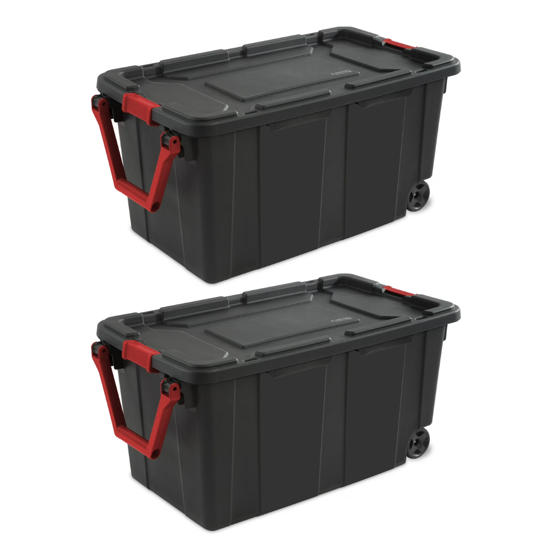 Pack Of 2 40-Gallon Sterilite Extra Large Wheeled Plastic Storage Bin With Handle