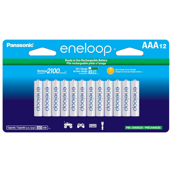 12-Pack Panasonic Eneloop AAA 850mAh Ni-MH Rechargeable Batteries