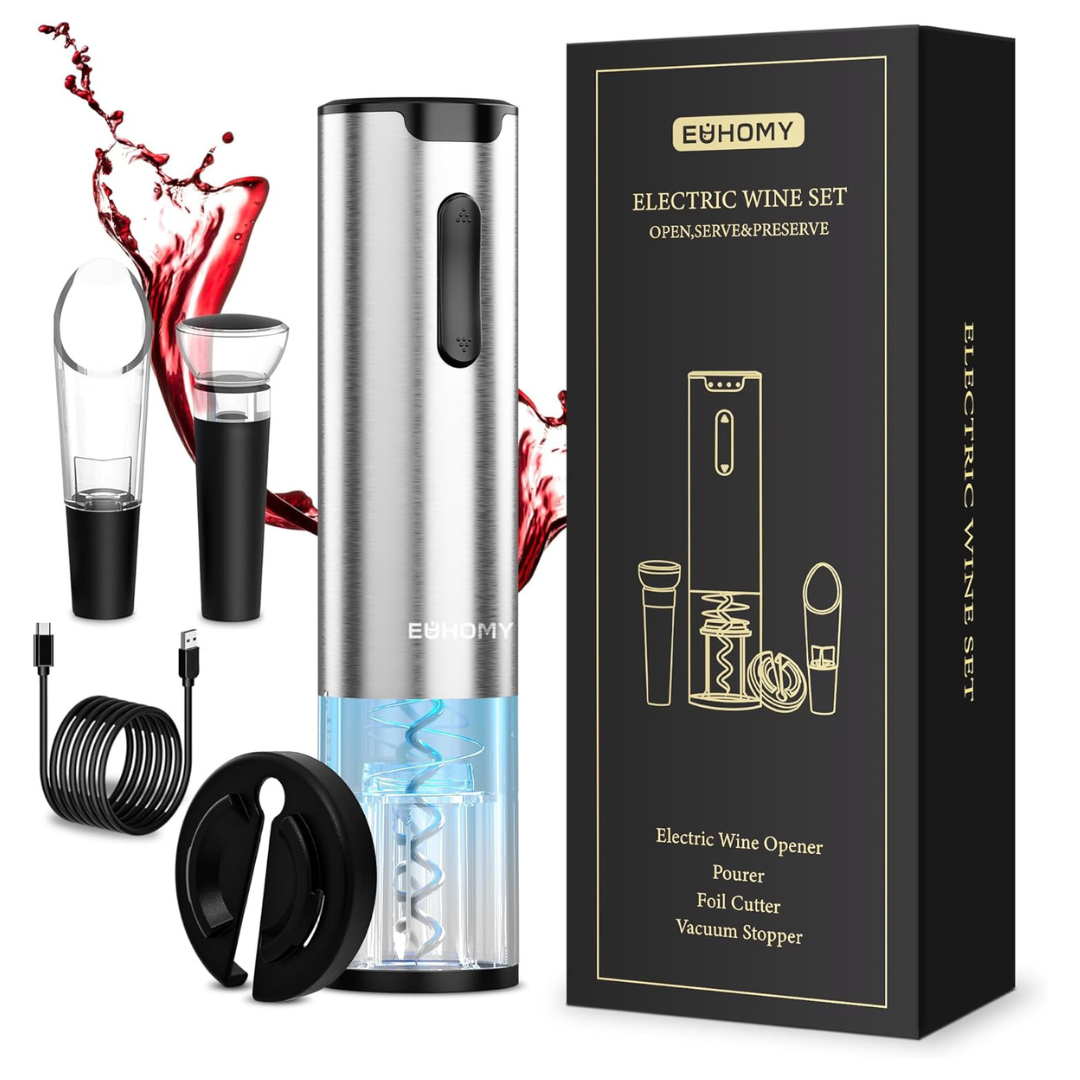 Euhomy Electric Stainless Steel Automatic Wine Opener Set