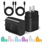 2 Pack 25W Type C Charger Block & Cables